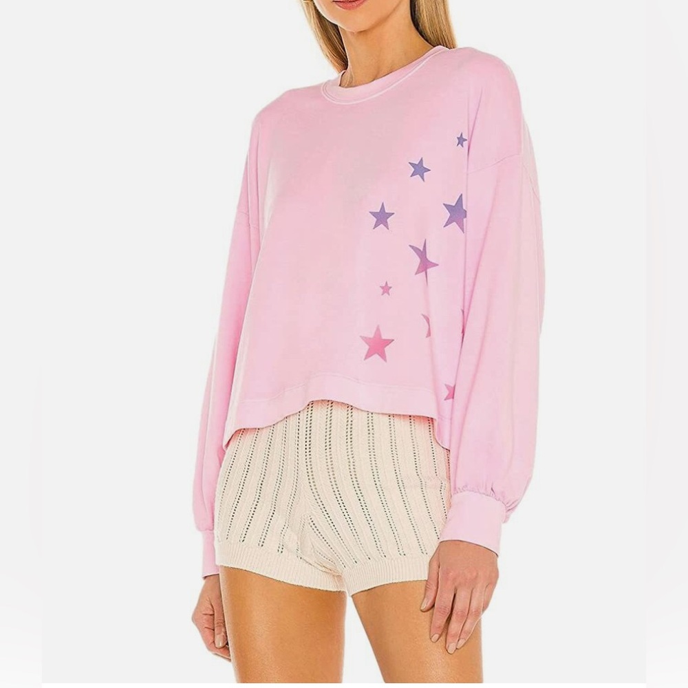 Sundry Pink and Purple Star Crew Neck Sweater